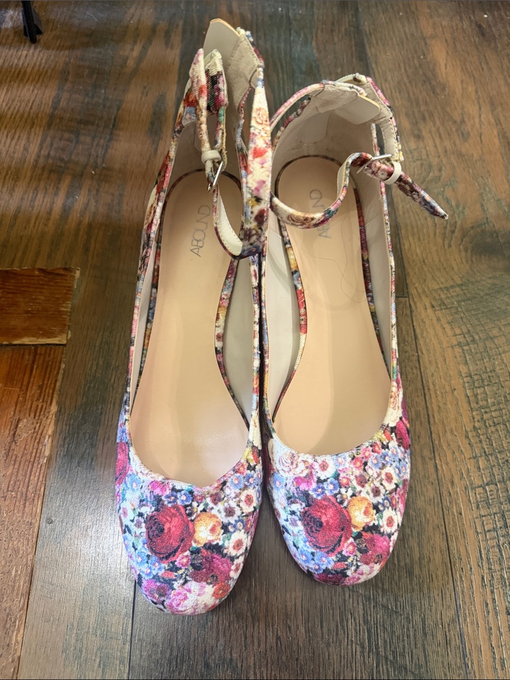 Abound Floral Ankle-Strap Heels in Multicolor Floral Print Size 11